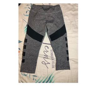 Gray and black workout capris leggings